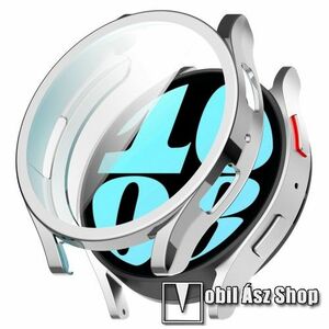 Okosóra szilikon védő tok / keret - GALVANIZÁLT EZÜST - Szilikon előlapvédő is! - SAMSUNG Galaxy Watch6 40mm (SM-R930/935) kép