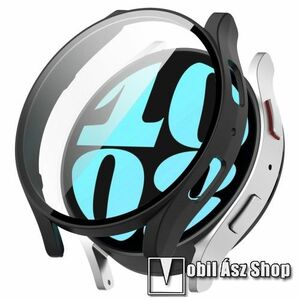 Okosóra műanyag védő tok / keret - FEKETE - 9H edzett üveg előlap védő is! - SAMSUNG Galaxy Watch6 40mm (SM-R930/935) kép