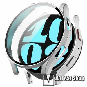 Okosóra műanyag védő tok / keret - EZÜST - 9H edzett üveg előlap védő is! - SAMSUNG Galaxy Watch6 40mm (SM-R930/935) kép