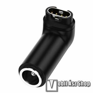 Okosóra töltő átalakító / USB adapter - DC5.5 x 2.1mm kábellel használható, 90°-os derékszögű - FEKETE - Garmin Fenix 7 / 5 / 5S / 5X / 5X Plus / 5X Plus Sapphire / 6X / Forerunner 265 / 965 / 255 kép