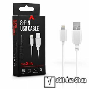 Maxlife adatkábel és töltő - USB / Lightning, 5V/2A, 3m hosszú, 10W, gyorstöltés támogatás - FEHÉR - GYÁRI kép