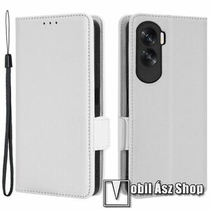 SLIM WALLET notesz / mappa tok - FEHÉR - oldalra nyíló, asztali tartó funkciós, bankkártyatartó, szilikon belsővel, mágneses záródás - HUAWEI Honor X50i / Honor 90 Lite kép