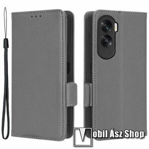 SLIM WALLET notesz / mappa tok - SZÜRKE - oldalra nyíló, asztali tartó funkciós, bankkártyatartó, szilikon belsővel, mágneses záródás - HUAWEI Honor X50i / Honor 90 Lite kép