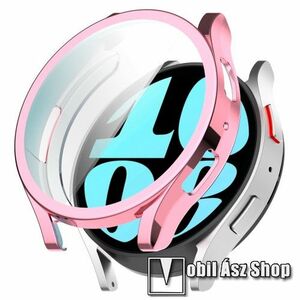 Okosóra szilikon védő tok / keret - GALVANIZÁLT RÓZSASZÍN - Szilikon előlapvédő is! - SAMSUNG Galaxy Watch6 40mm (SM-R930/935) kép