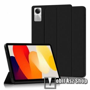 Notesz / mappa tok - FEKETE - oldalra nyíló flip cover, TRIFOLD asztali tartó funkciós, szilikon belső - Xiaomi Redmi Pad SE 11 kép