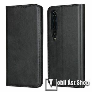 WALLET notesz tok / flip tok - FEKETE - asztali tartó funkciós, oldalra nyíló, rejtett mágneses záródás, bankkártyatartó zseb, szilikon belső - Xiaomi Mi 10 5G / Xiaomi Mi 10 Pro 5G kép