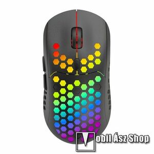 HEITIENIU BL110 VEZETÉK NÉLKÜLI EGÉR 2.4Ghz Wireless csatlakozás - 1200/2400/3200 állítható DPI, 5 gombos, beépített akkumulátor, Type-C töltőaljzat, méhsejt üreges kialakítás, RGB világítás - FEKETE kép