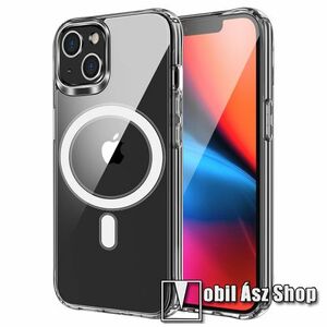 OTT! MAG műanyag védő tok / hátlap - ÁTLÁTSZÓ - MagSafe támogatás, szilikon szegély, erősített sarkok - ERŐS VÉDELEM! - APPLE iPhone 15 Plus kép