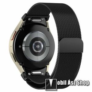 Okosóra milánói szíj - rozsdamentes acél, mágneses - 235mm hosszú, 20mm széles - FEKETE - SAMSUNG Galaxy Watch4 Classic / Watch4 / Watch5 / Watch5 Pro / Watch6 Classic / Watch6 kép