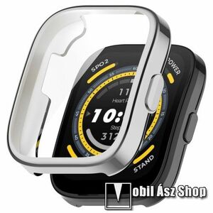 Okosóra szilikon védő tok / keret - GALVANIZÁLT EZÜST - Szilikon előlapvédő is! - Xiaomi Amazfit Bip 5 / Bip 5 Pro kép