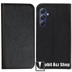 WALLET notesz tok / flip tok - FEKETE - asztali tartó funkciós, oldalra nyíló, rejtett mágneses záródás, bankkártyatartó zseb, szilikon belső - SAMSUNG Galaxy S23 FE (SM-S711) kép