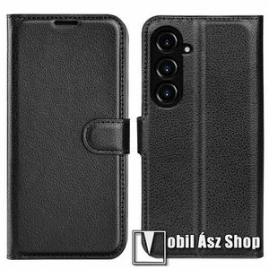WALLET notesz tok / flip tok - FEKETE - asztali tartó funkciós, oldalra nyíló, rejtett mágneses záródás, bankkártyatartó zseb, szilikon belső - SAMSUNG Galaxy S23 FE (SM-S711) kép