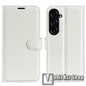 WALLET notesz tok / flip tok - FEHÉR - asztali tartó funkciós, oldalra nyíló, rejtett mágneses záródás, bankkártyatartó zseb, szilikon belső - SAMSUNG Galaxy S23 FE (SM-S711) kép