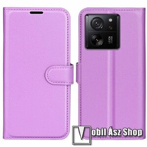 WALLET notesz tok / flip tok - LILA - asztali tartó funkciós, oldalra nyíló, rejtett mágneses záródás, bankkártyatartó zseb, szilikon belső - Xiaomi 13T / 13T Pro / Redmi K60 Ultra kép