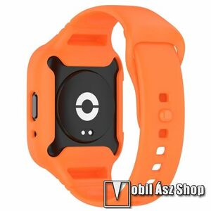Okosóra szilikon szíj / szilikon tok - NARANCSSÁRGA - 101mm + 124mm hosszú - Xiaomi Redmi Watch 3 Lite / Watch 3 Active kép