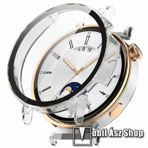 Okosóra műanyag védő tok / keret - ÁTLÁTSZÓ - 9H edzett üveg előlap védő is! - HUAWEI Watch GT 4 41mm kép