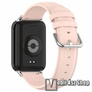 Xiaomi Smart Band 9 Pro, 8 Pro, Redmi Watch 4, Okosóra szíj, Valódi bőr, 80+130mm hosszú, Rózsaszín kép