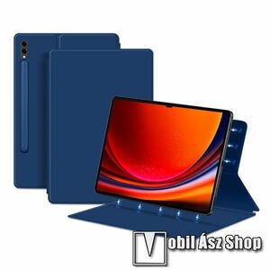 Notesz / mappa tok - SÖTÉTKÉK - oldalra nyíló flip cover, mágneses rögzítés, asztali tartó funkciós, ceruzatartó - SAMSUNG Galaxy Tab S9 Ultra (SM-X910/916) / Tab S8 Ultra (SM-X900/X906) kép