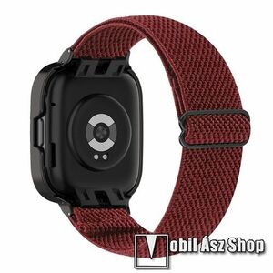Okosóra szíj / műanyag tok - BORDÓ - szövet, sztreccses, állítható, csatos, 120-220mm-es méretű csuklóig ajánlott - Xiaomi Redmi Watch 3 Lite / Watch 3 Active kép