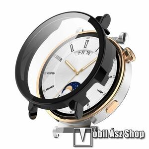 ENKAY HAT-PRINCE okosóra műanyag védő tok / keret - FEKETE - 9H edzett üveg előlap védő is! - HUAWEI Watch GT 4 41mm - GYÁRI kép