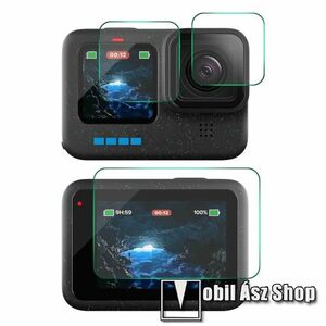 ENKAY HAT-PRINCE kameralencse / képernyővédő karcálló edzett üveg - 1 szett / 3db, 0, 3 mm vékony, 9H, kijelzők és lencsevédő is! - GoPro Hero 12 - GYÁRI kép