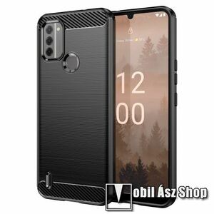 OTT! CARBON szilikon védő tok / hátlap - FEKETE - karbon mintás, ERŐS VÉDELEM! - NOKIA C31 kép