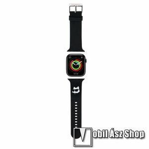 Karl Lagerfeld klawlslcnk okosóra szíj - FEKETE - szilikon, 3D macska mintás, mm + mm hosszú - APPLE Watch Series 1/2/3 42mm / 4/5/6/SE 44mm / 7/8/9 45mm / Ultra / Ultra 2 49mm kép