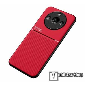 OTT! TWILL MAGNETIC szilikon védő tok / hátlap - PIROS - textúrált mintás, beépített fémlap mágneses tartóhoz, ERŐS VÉDELEM! - Realme 11 Pro / 11 Pro Plus kép