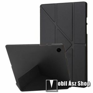 Notesz / mappa tok - FEKETE - oldalra nyíló flip cover, Origami asztali tartó funkciós, erősített sarkok, szilikon belső - SAMSUNG Galaxy Tab A9 (SM-X110/X115) kép