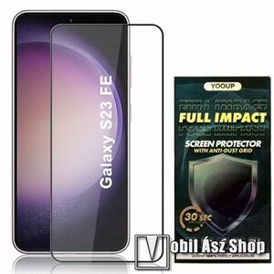 YOOUP FULL IMPACT előlap védő karcálló edzett üveg - FEKETE - 9H, 0, 33mm, Arc Edge, A teljes kijelzőt védi, a teljes felületén tapad! - SAMSUNG Galaxy A54 (SM-A546) / Galaxy S23 FE (SM-S711) kép