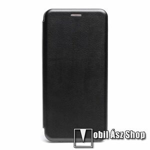 Notesz tok / flip tok - FEKETE - asztali tartó funkciós, ívelt, oldalra nyíló, rejtett mágneses záródás, bankkártyatartó zseb, szilikon belső - SAMSUNG Galaxy S23 FE (SM-S711) kép