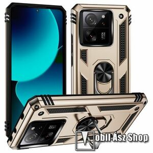 OTT! HYBRID ARMOR műanyag védő tok / hátlap - ARANY - szilikon betétes, kitámasztható, fém ujjgyűrűvel, tapadófelület mágneses autós tartóhoz - ERŐS VÉDELEM! - Xiaomi 13T / 13T Pro / Redmi K60 Ultra kép