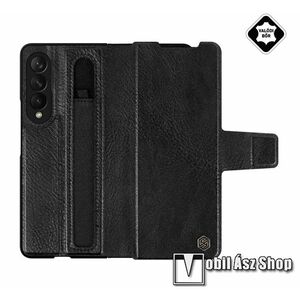 NILLKIN AOGE notesz tok - FEKETE - valódi bőr bevonat, műanyag betétes, S Pen ceruzatartó, asztali tartó funkció, mágneses zárófül - SAMSUNG Galaxy Z Fold3 5G (SM-F926) - GYÁRI kép