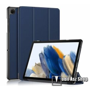 Notesz / mappa tok - SÖTÉTKÉK - oldalra nyíló flip cover, TRIFOLD asztali tartó funkciós, erősített sarkok, mágneses záródás, műanyag belső - SAMSUNG Galaxy Tab A9 Plus (SM-X216 / SM-X210 / SM-X215) kép