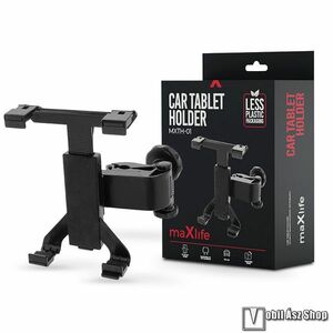 MAXLIFE tablet PC gépkocsi / autós tartó - FEKETE - 360°-ban elforgatható, fejtámlára szerelhető tartóval, rugós bölcső, 140-250mm-ig állítható bölcső - MXTH-01 kép