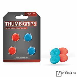 VENOM VS4918 THUMB GRIPS Nintendo Switch analóg kar védő szilikon kupak - PIROS / KÉK - 4db, csúszásgátló kép