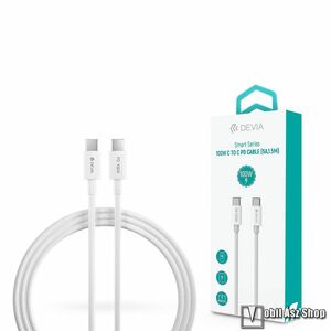 DEVIA SMART adatátviteli kábel / USB töltő - Type-C / Type-C, 100W, 1, 5m, 5A, 480Mbps adatátviteli sebesség, PD gyorstöltés támogatás - FEHÉR - GYÁRI kép