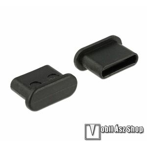 UNIVERZÁLIS szilikon Type-C töltőnyílás porvédő dugó - 1db - FEKETE kép