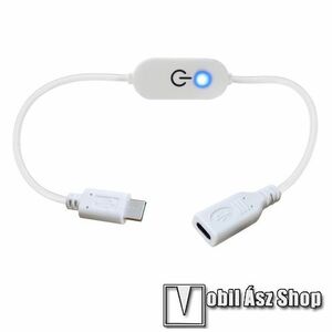 JUNSUNMAY UNIVERZÁLIS Type-C kábel adapter - 5V, 3A, 20W, érintéssel vezérlehető, memória funkció, 30cm hosszú, fényerőszabályzó, Type-C anya / Type-C apa, megfordítható kábelirány, LED szalagokhoz, CSAK töltést támogat! - FEHÉR kép