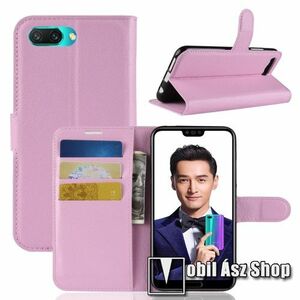 WALLET notesz tok / flip tok - RÓZSASZÍN - asztali tartó funkciós, oldalra nyíló, rejtett mágneses záródás, bankkártyatartó zseb, szilikon belső - HUAWEI Honor 10 kép