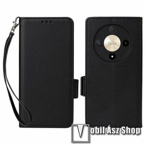 WALLET notesz tok / flip tok - FEKETE - asztali tartó funkciós, oldalra nyíló, rejtett mágneses záródás, bankkártyatartó zseb, fényképtartó, szilikon belső - HUAWEI Honor Magic6 Lite / X9b kép