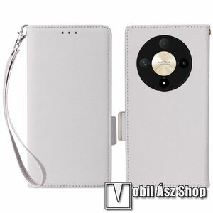 WALLET notesz tok / flip tok - FEHÉR - asztali tartó funkciós, oldalra nyíló, rejtett mágneses záródás, bankkártyatartó zseb, fényképtartó, szilikon belső - HUAWEI Honor Magic6 Lite / X9b kép