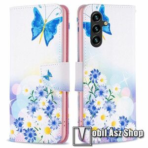 Notesz / mappa tok - PILLANGÓ / VIRÁG MINTÁS - oldalra nyíló, rejtett mágneses záródás, belső zseb, asztali tartó funkció, szilikon belső - SAMSUNG Galaxy A55 5G (SM-A556) kép