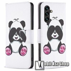 Notesz / mappa tok - PANDA MINTÁS - oldalra nyíló, rejtett mágneses záródás, belső zseb, asztali tartó funkció, szilikon belső - SAMSUNG Galaxy A55 5G (SM-A556) kép