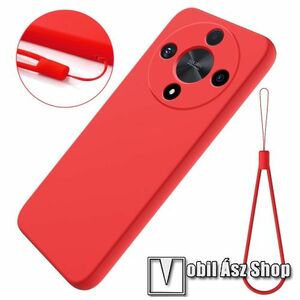 Szilikon védő tok / hátlap - PIROS - kameravédelem, mikroszálas szövet karcolásmentesítő belső, csuklópánttal - HUAWEI Honor Magic6 Lite / X9b kép
