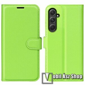 WALLET notesz tok / flip tok - ZÖLD - asztali tartó funkciós, oldalra nyíló, rejtett mágneses záródás, bankkártyatartó zseb, szilikon belső - SAMSUNG Galaxy A55 5G (SM-A556) kép