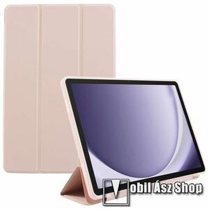 Samsung Galaxy Tab A9, Tablet tok, Mappa, Oldalra nyíló, Trifold asztali tartó, Szilikon belső, PU bőr, Rózsaszín kép