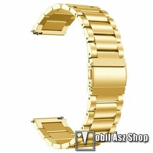 Fém okosóra szíj - ARANY - rozsdamentes acél, csatos, 22mm széles - HUAWEI Watch GT 3 46mm / GT 3 Pro 46mm / Watch 3 46mm / Watch 3 Pro 48mm / SAMSUNG Watch3 45mm / Xiaomi Watch S2 / Amazfit GTR 4 46mm / Forerunner 255 kép