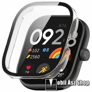 Okosóra műanyag védő tok / keret - ÁTLÁTSZÓ - 9H edzett üveg előlap védő is! - Xiaomi Redmi Watch 4 kép
