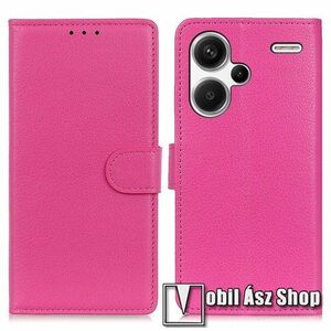 WALLET notesz tok / flip tok - RÓZSASZÍN - asztali tartó funkciós, oldalra nyíló, rejtett mágneses záródás, bankkártyatartó zseb, szilikon belső - Xiaomi Redmi Note 13 Pro Plus 5G kép